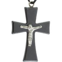 Black Hematite Crucifix Cross Necklace