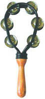 Red Bracket Tambourine with Wooden Handle