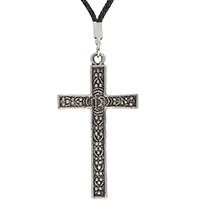Large Silver Cross Necklace with Latin Cross Pendant