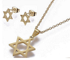 Star of David Necklace, Earring Gold  