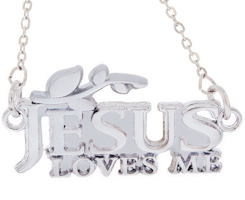 Jesus Loves Me Silver Necklace