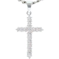 Sterling Silver and White Cubic Zirconium Stones Cross Necklace