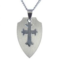  Budded Cross Shield Necklace Antique Silver