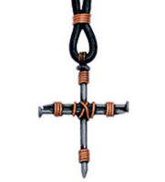 Nail Cross Pendant Necklace Silver Hand Made