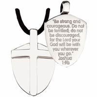 Stainless Steel Cross Necklace with Joshua 1:9 Quote