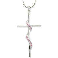 Large Sterling Cross Necklace with CZ Stones
