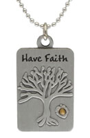 Have Faith Mustard Seed Tree of Life Dog Tag Necklace