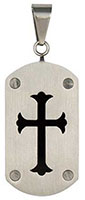 Cross Dog Tag Necklace - Stainless Steel & Acrylic