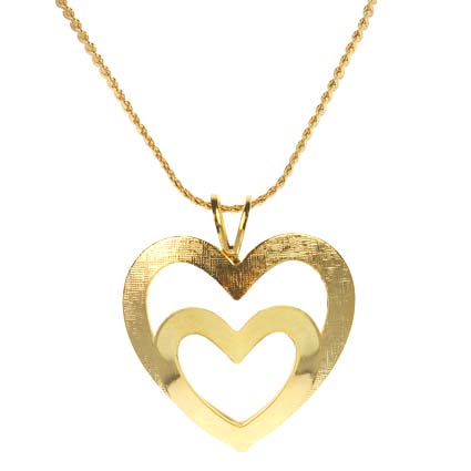 Double Heart Necklace Gold - Two Heart Necklace