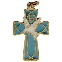 Blue Confirmation Cross Dove Necklace