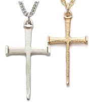Nail Cross Necklace Gold Vermeil Rope Center