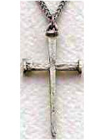Large Sterling Silver Nail Cross Necklace