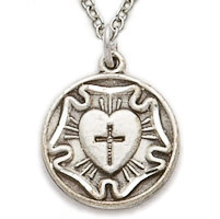 Sterling Silver Lutheran Rose Necklace