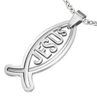 Jesus Ichthus Fish Stainless Steel Pendant & Chain