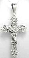 Large Sterling Crucifix Pendant  Necklace