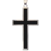 Black Cross Necklace - Men's Stainless Steel Cross Necklace