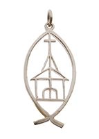 Church in Fish Sterling Silver Necklace