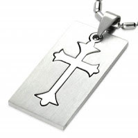 Stainless Steel Cross Dog Tag, Stainless Steel Cross Necklace