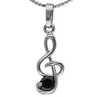 Music G Clef Necklace With Zirconium
