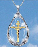 Crystal Teardrop Crucifix Cross Necklace