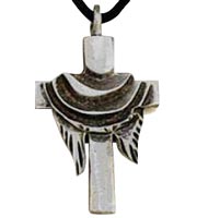 Easter Shroud on Cross Necklace 