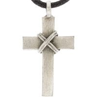 Pewter Rope Wrapped Cross Necklace