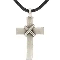 Pewter Cross Necklace with Adjustable Black Cord