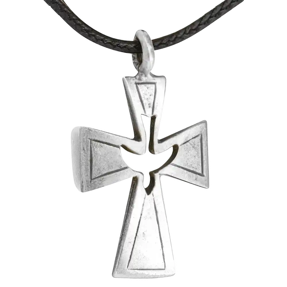 Confirmation Spirit Dove Pewter Cross Necklace