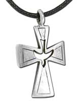 Confirmation Cross Spirit Dove Pewter Necklace
