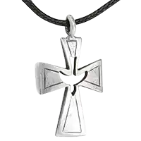 Confirmation Cross Spirit Dove Pewter Necklace