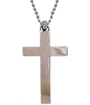 Large Cross Necklace Silver On Beaded Chain