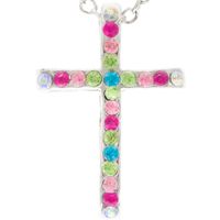 Silver Cross Rhinestone Necklace