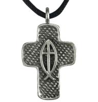 Cross with Jesus Fish Necklace