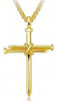 Gold Cross Necklace with Nail Cross Pendant