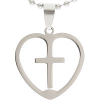 Cross Heart Necklace - Stainless Steel Heart Cross Necklace