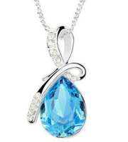 Angel Tear Crystal Silver Pendant Blue