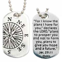 Christian Necklace - Compass, Jeremiah 29:11 Tag