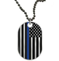 Thin Blue Line Police Dog Tag Necklace