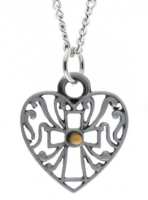 Mustard Seed Filigree Heart Cross Necklace