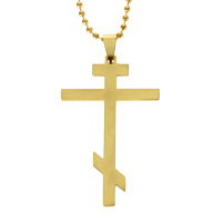 Golden Stainless Steel Orthodox Cross Necklace