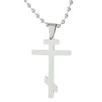1.5 Inch Stainless Steel Orthodox Cross Pendant Necklace