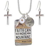 Matthew 17:20 Faith Necklace and Earring Set, Mustard Seed Necklace