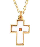 Gold Mustard Seed Cross Necklace