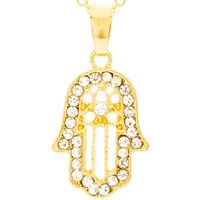 Gold Hamsa Rhinestone Necklace