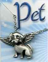 Dog Angel Necklace Pewter