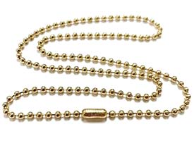 Golden Ball Chain 24 Inch Necklace or Dogtags