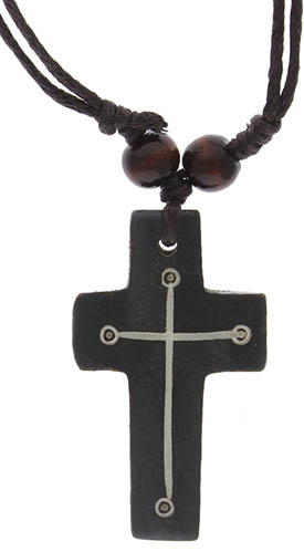 Wood Cross Necklace Brown