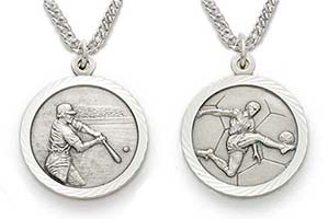 Mens Sterling Silver St. Christopher Sports Necklaces