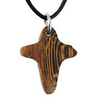 Wood Cross Necklace - Modern Soft Edges