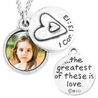 1 Corinthians 13:13 Photo Locket Necklace, Picture Locket Necklace